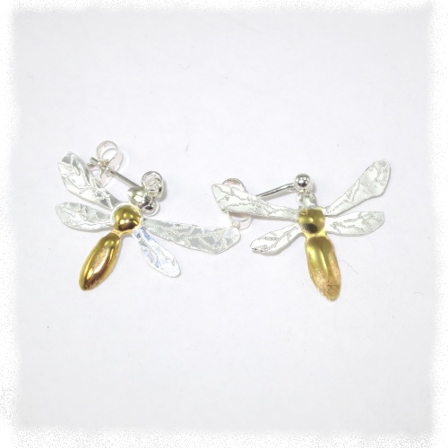 Silver bee earrings